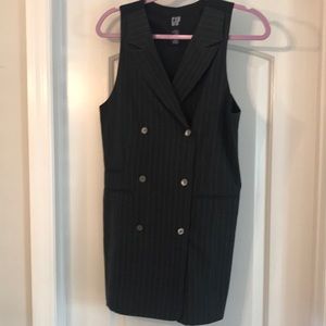Gap dark grey pinstriped long vest with black back